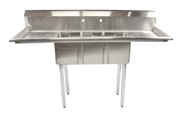 Three Tub Sink - Center Drain